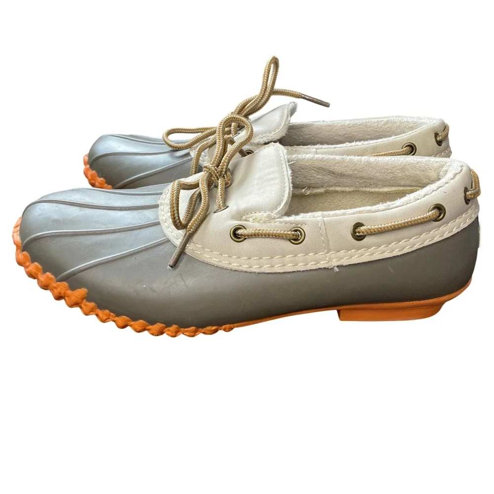 JBU Jambu Gwen Weather‎ Ready Women Duck Shoes Grey Orange Faux Fur Lined 8